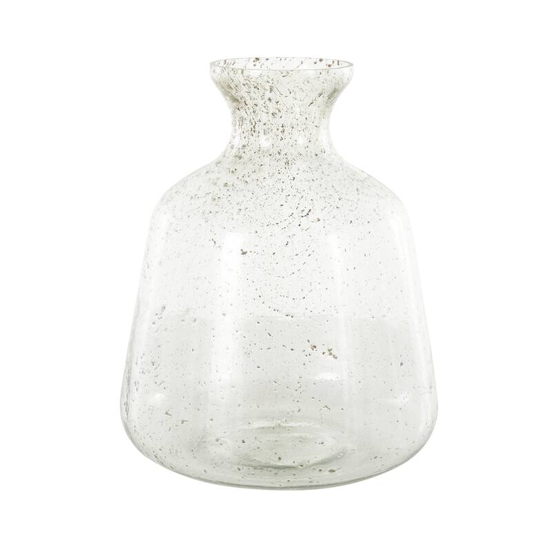 Glass Speckled Vase with Brown Accents - Clear - Roche River Decor