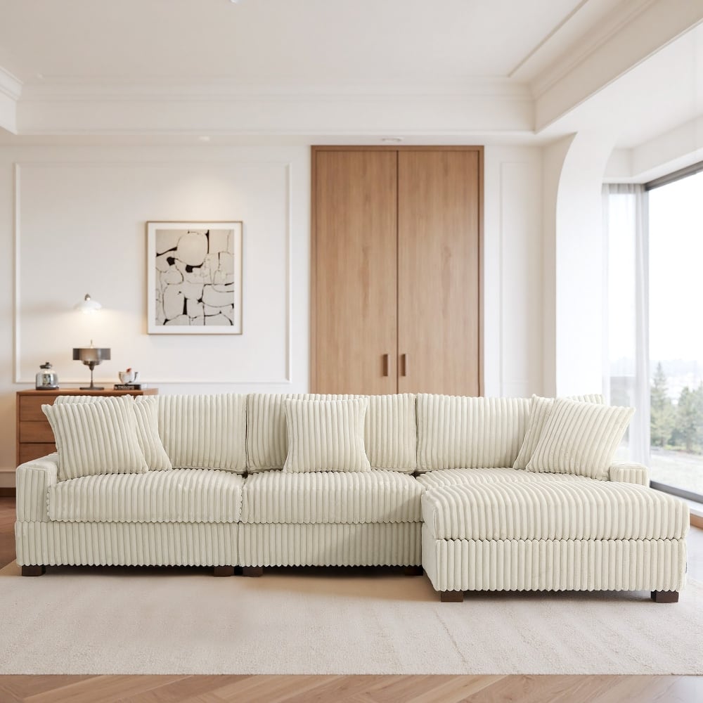 118.3" W Upholstered Sectional Modular Sofa with Ottoman