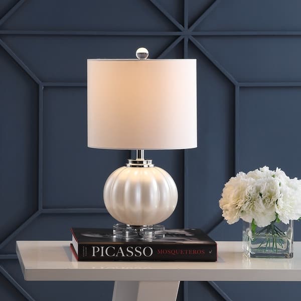 slide 2 of 18, Dana 17.5" Glass/Crystal LED Table Lamp, White/Chrome by JONATHAN Y White/Chrome