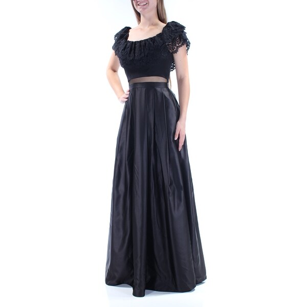 betsy & adam floral sequin beaded bodice empire waist gown