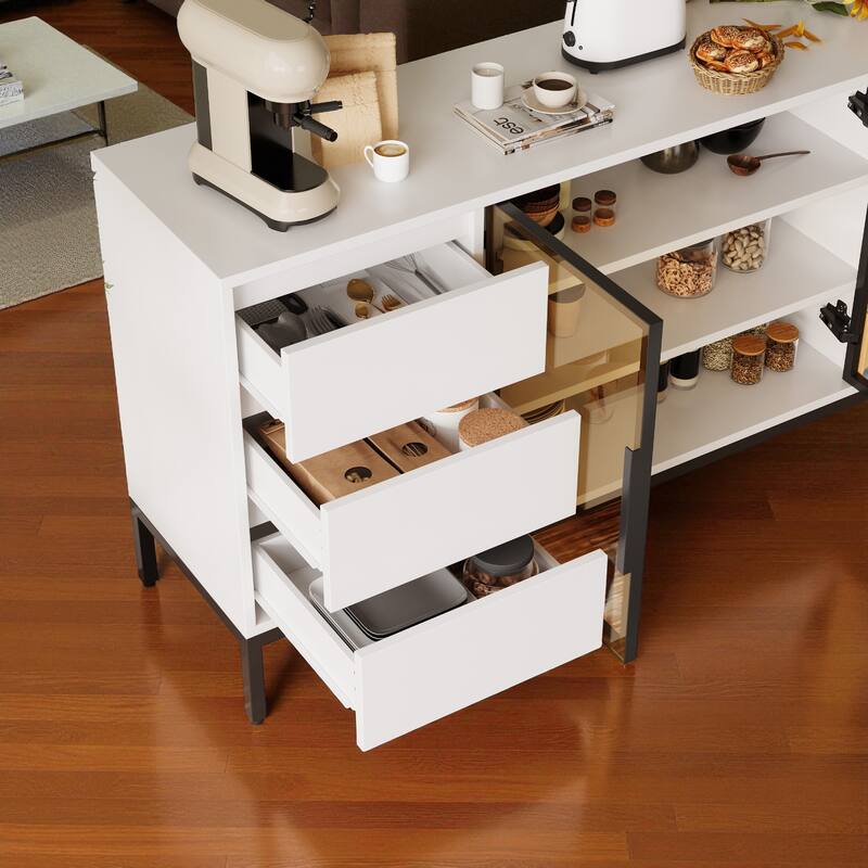 Buffet Cabinet with 3 Drawers and 2 Doors, Kitchen Sideboard Storage Console for Dining Room or Living Room