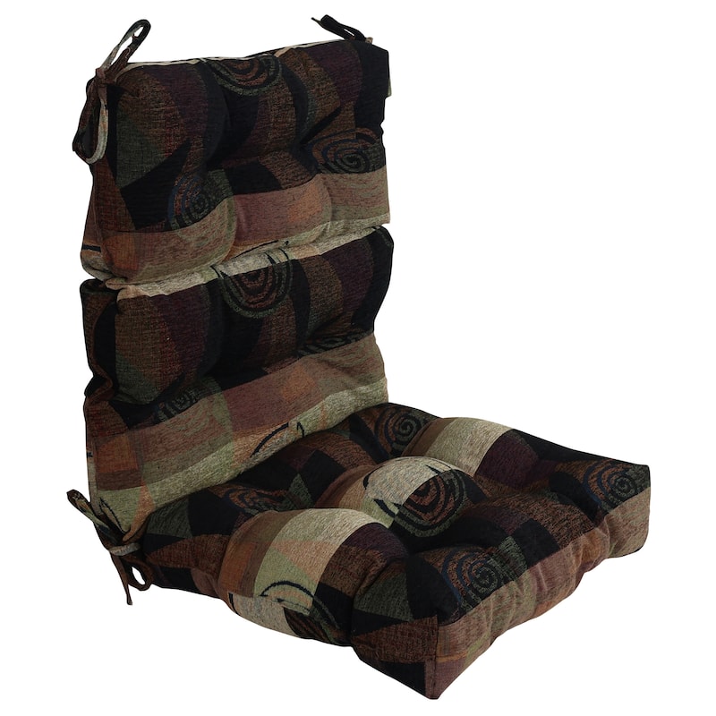 Jacquard Chenille Tufted Chair Cushion - 22 x 45 - Dark Side of the Moon - Single