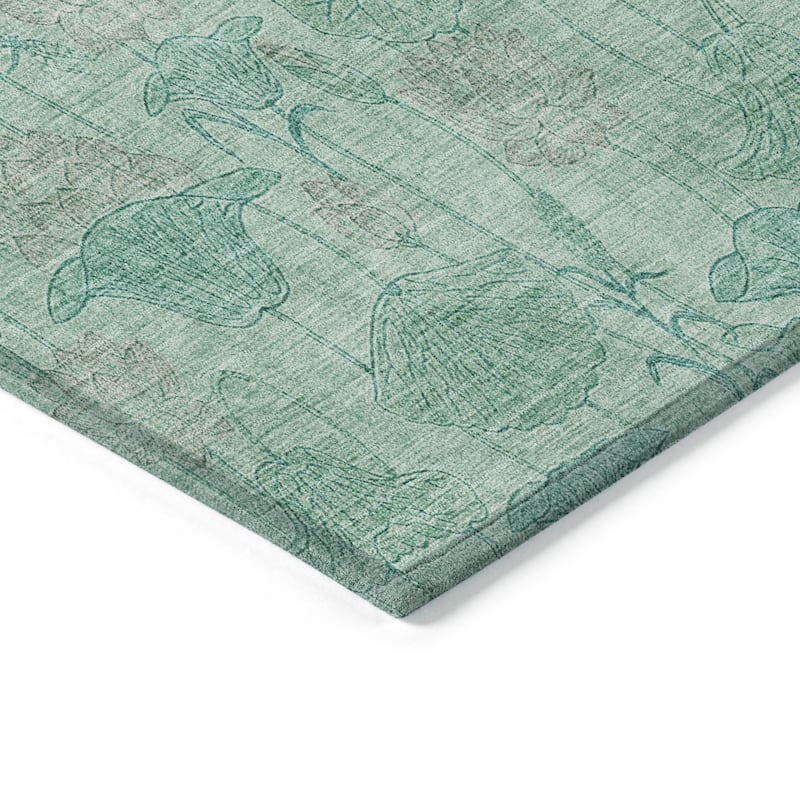 Machine Washable Indoor/Outdoor Modern Floral Chantille Rug