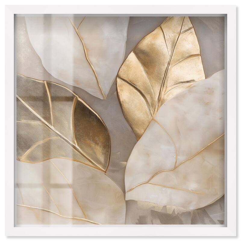 Golden Cascades Shadowbox by Art Remedy - White - 30" x 30"