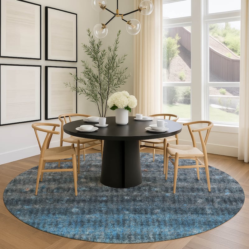 Machine Washable Indoor/ Outdoor Abstract Ombre Chantille Rug