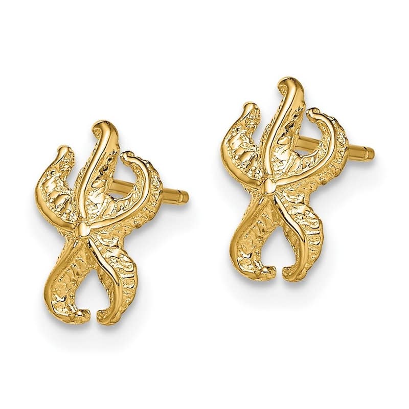 Curata 10k Yellow Gold Nautical Starfish Post Earrings - 10.63x6.5mm