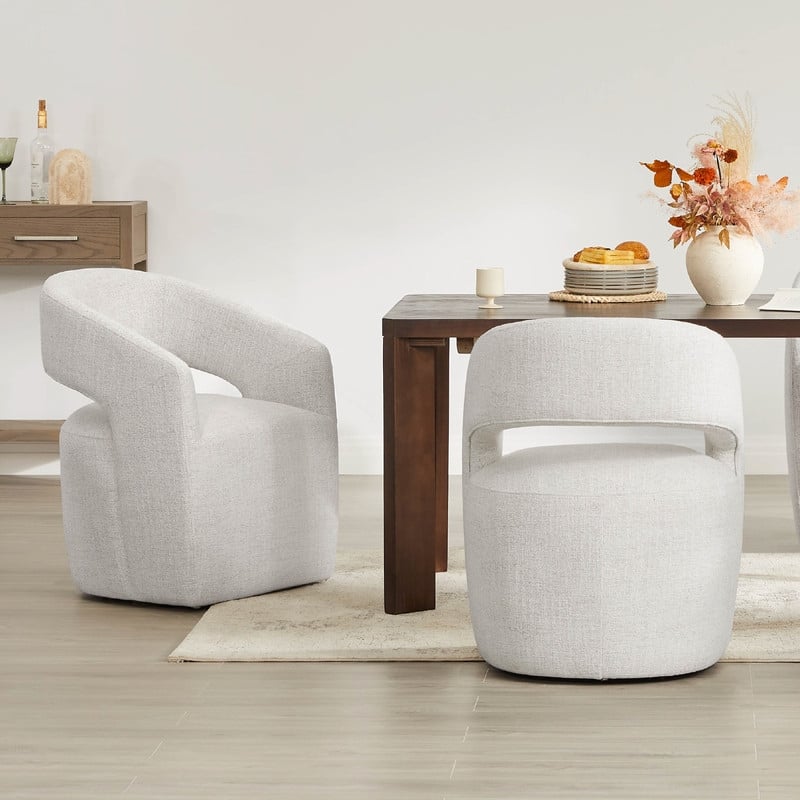 Spruce & Spring Modern Barrel Dining Chair with Casters Rolling Accent Chair