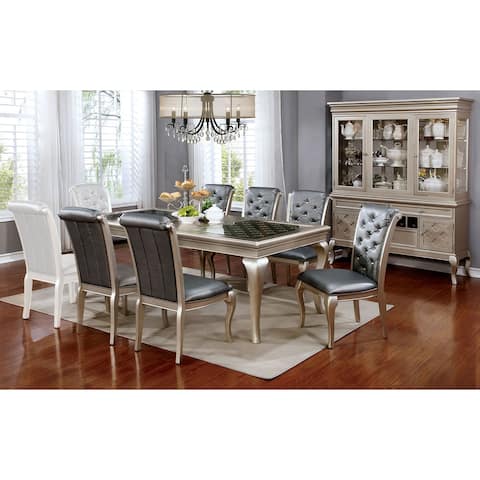 Expandable Dining Table Set in Champagne Finish