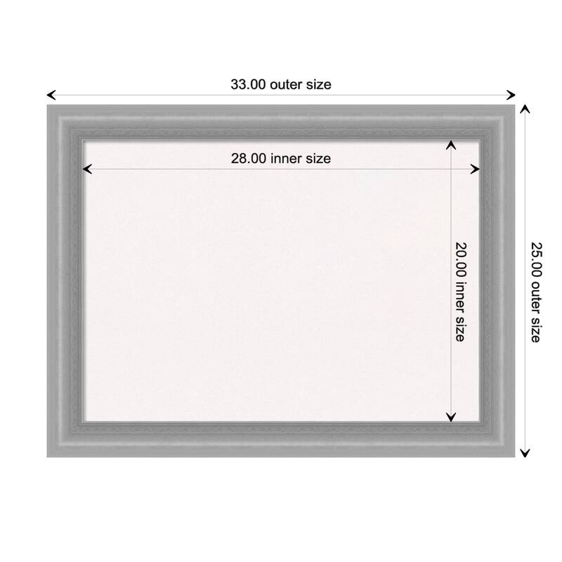 Peak Polished Nickel Narrow Framed White Corkboard Bulletin Board - Board Size 28x20