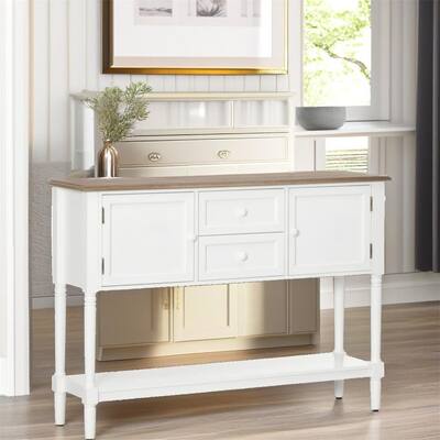 Console Table with Drawers and Bottom Shelf