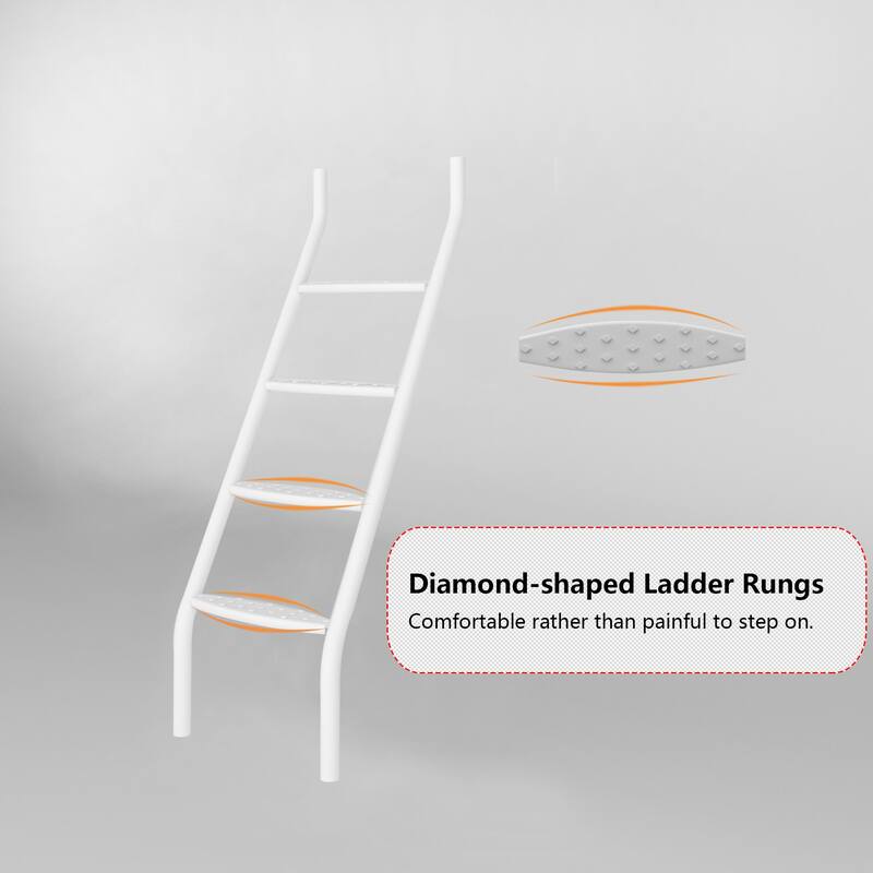 Twin Over Full Metal Bunk Bed with Comfortable Rungs, Easy to Assemble