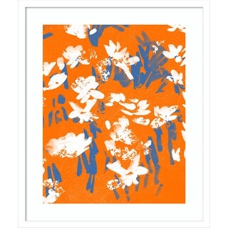 Mandarin Meadow Flowers by Jenny Frean Wood Framed Wall Art Print - Bed ...