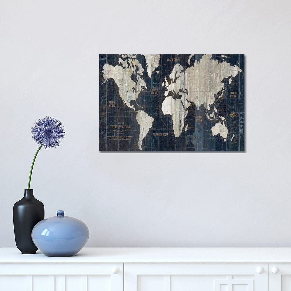 iCanvas "Old World Map Blue" by Wild Apple Portfolio Canvas Print