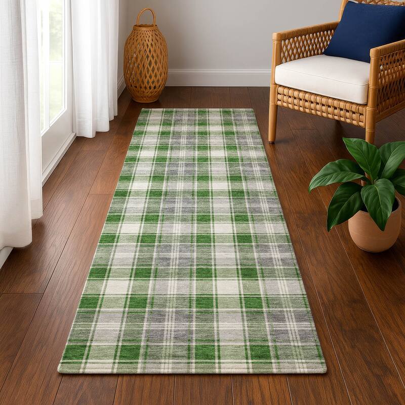 Premium Washable Super Soft Christmas Plaid Mayfield Rug - Green - 2'3" x 7'6"