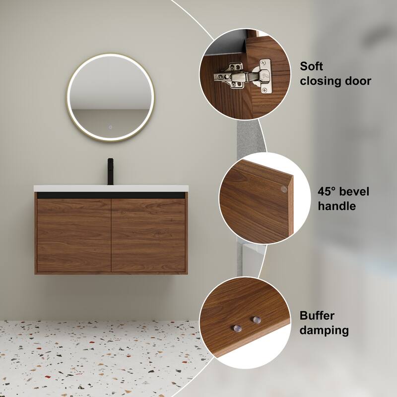 Beingnext 16''/20''/24"/30"/36" Bathroom Vanity with Sink, Floating Bathroom Vanity with Soft Close Door
