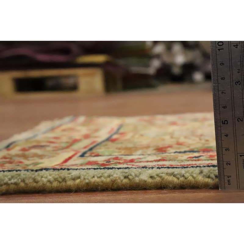 Hand Knotted Oriental 100% Wool Carpet Traditional Medallion Green Heriz (serapi) Area Rug - 3' 0'' X 2' 0''