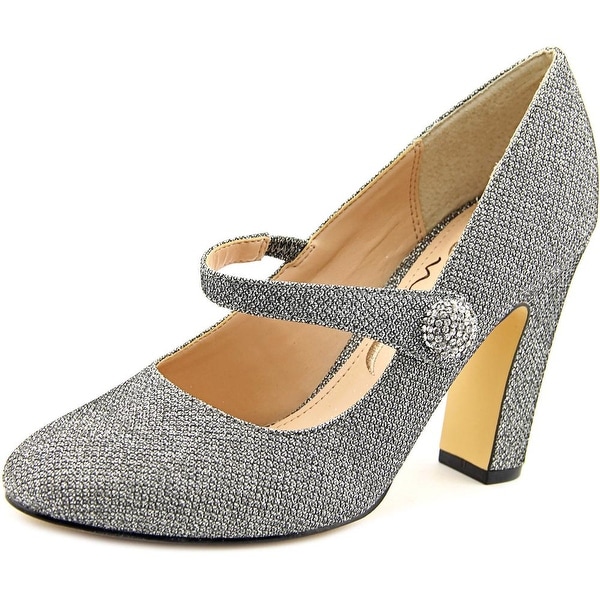 Nina Dennie Women Round Toe Canvas Silver Mary Janes