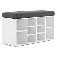 IDEALHOUSE Shoe Storage Bench Cubby Organizer for Entryway, Shoe Bench Storage Rack with Foam Pad Seating Cushion for Hallway Bedroom Living Room