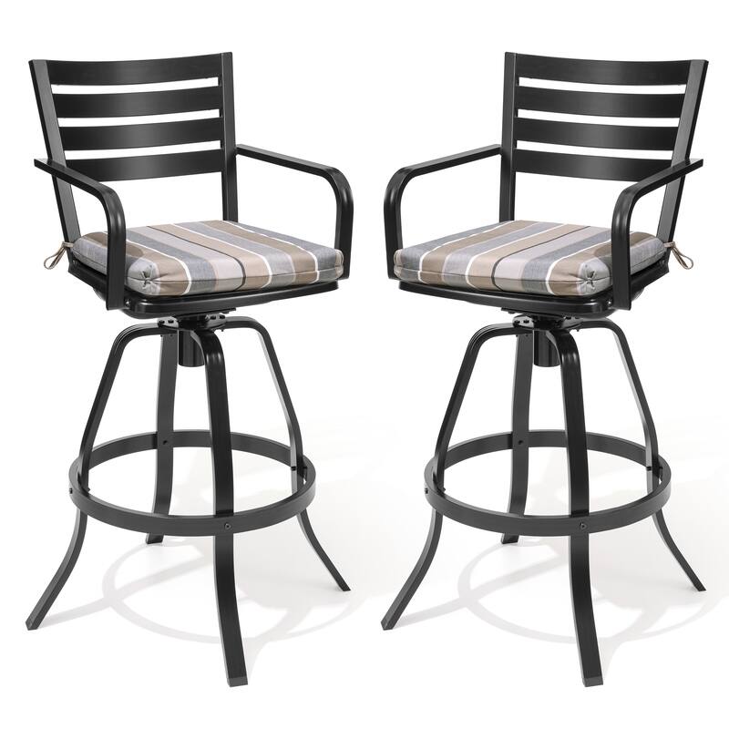 Crestlive Outdoor Cast Aluminum Swivel Bar Stool with Sunbrella Cushion - 18.5" W x 18.5" D x 45.67" H