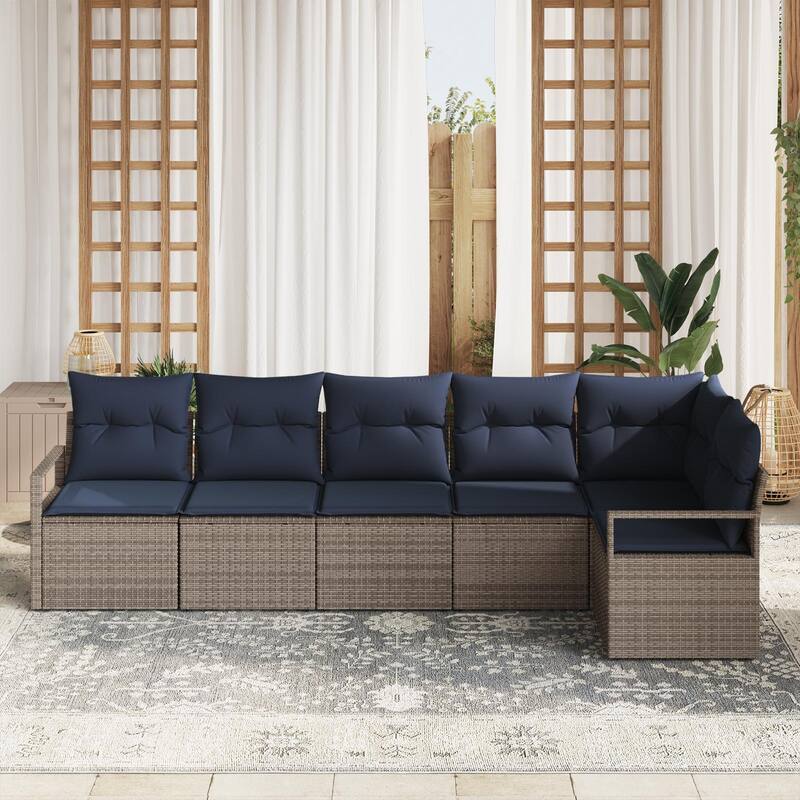 6/7 Piece Modular Outdoor Sofa Set with Cushions - 113×48×27.2