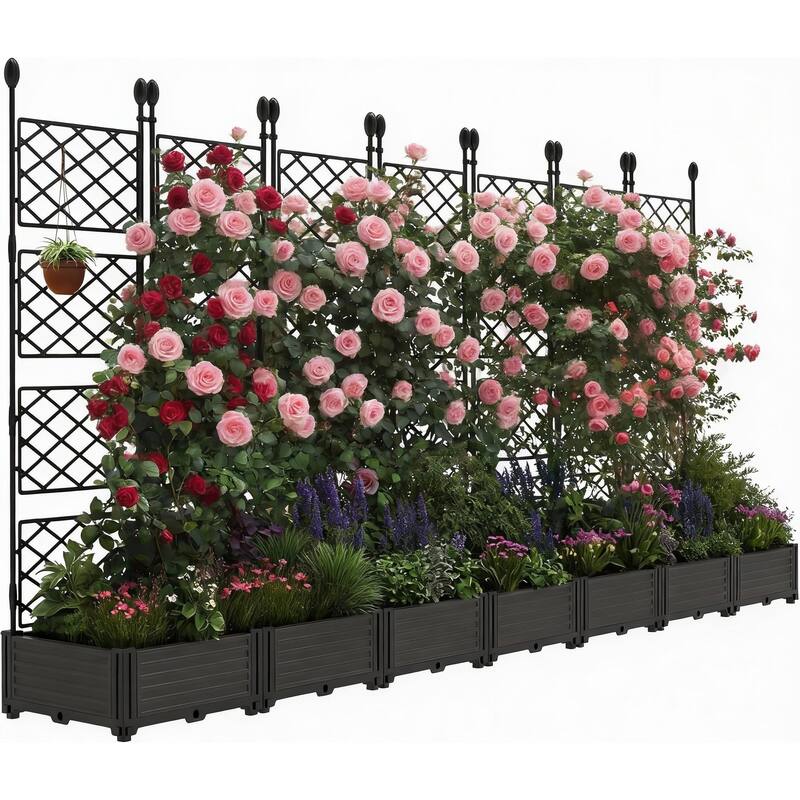 Raised Garden Bed, with Trellis & Privacy Screen - 7pcs