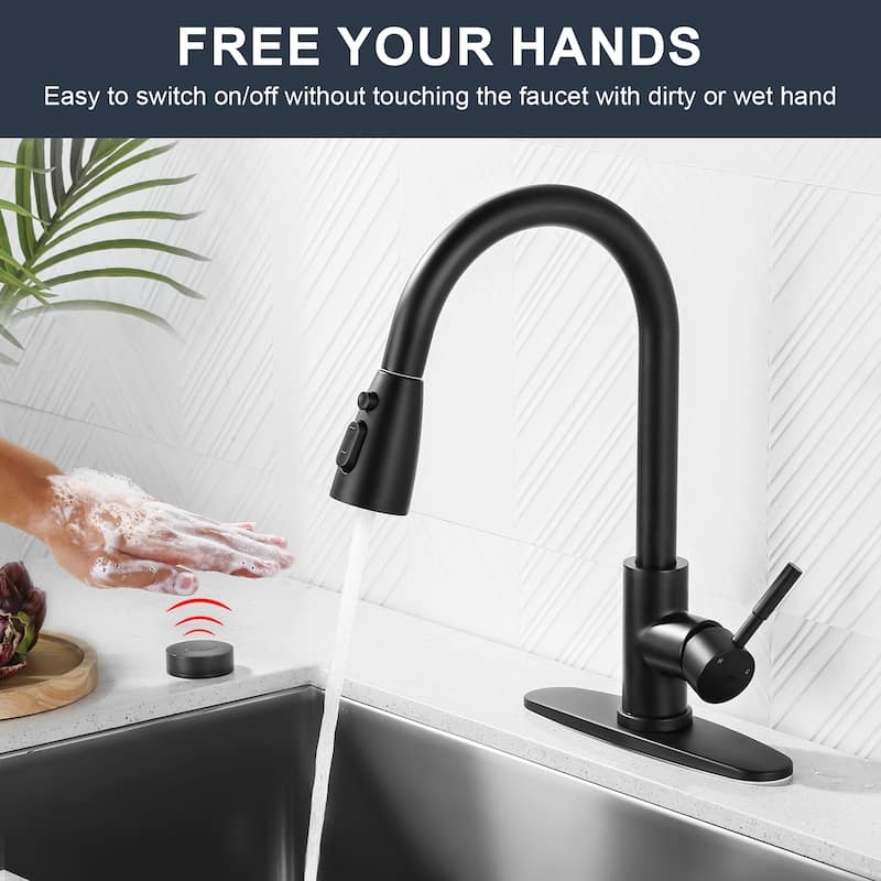 WOWOW Single Handle Pull Down Sprayer Kitchen Faucet with Mobile Sensor