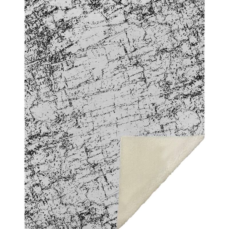 Premium Machine Washable Modern Crackle Sherpa Throw Blanket