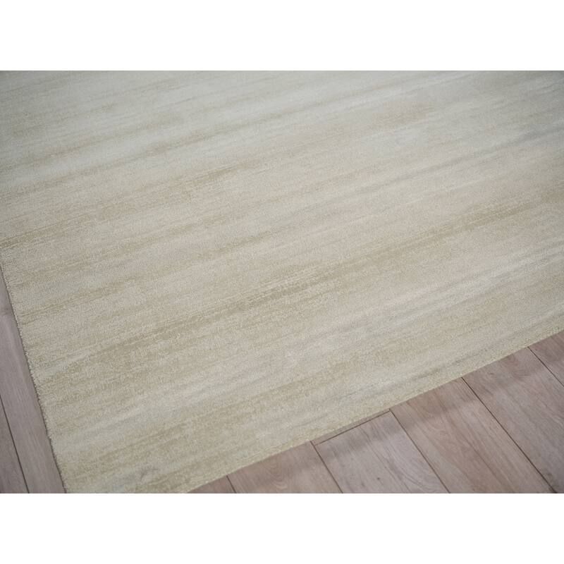 Martelli Modern Handmade Silky Nylon in Light Beige Area Rug