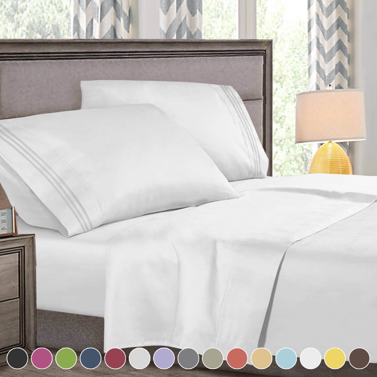 4 Pcs Deluxe Deep Pocket Bed Sheet Set in Queen Size-image