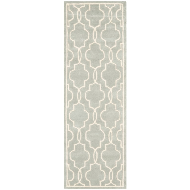 SAFAVIEH Handmade Chatham Nazzarena Modern Moroccan Wool Rug - 2'3" x 7' Runner - Grey/Ivory