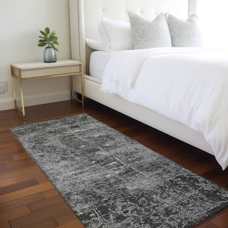 Machine Washable Indoor/ Outdoor Abstract Solid Chantille Rug - Gray - 2'3" x 7'6"