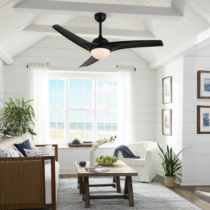 Aviator 52" 1-Light Industrial Iron/Plastic Mobile-App/Remote-Controlled 6-Speed Propeller LED Ceiling Fan, by JONATHAN Y