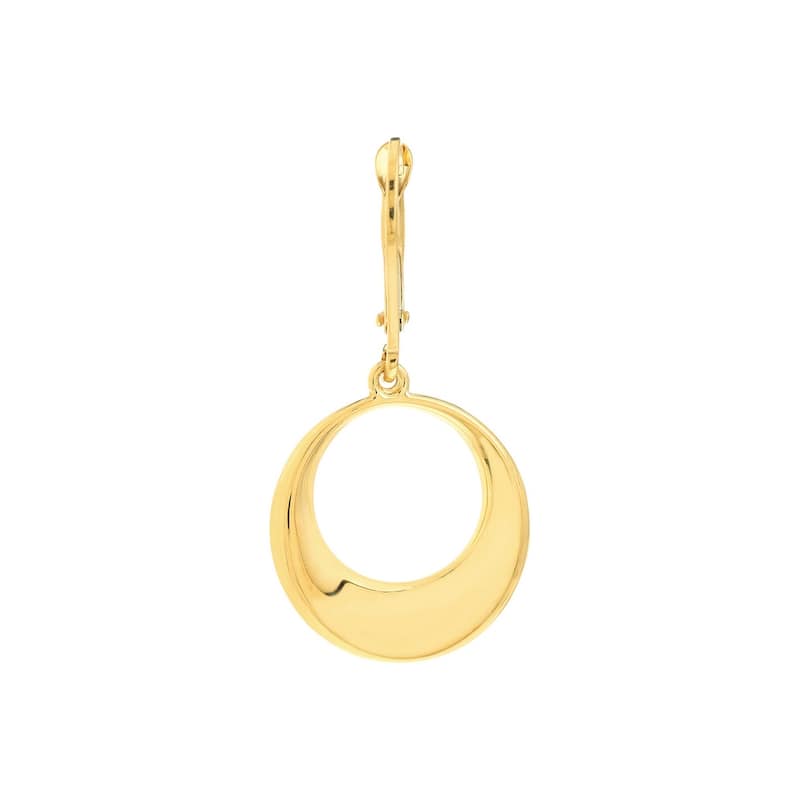 Curata 10k Yellow Gold 30x12mm Puffed Open Circle Leverback Earrings