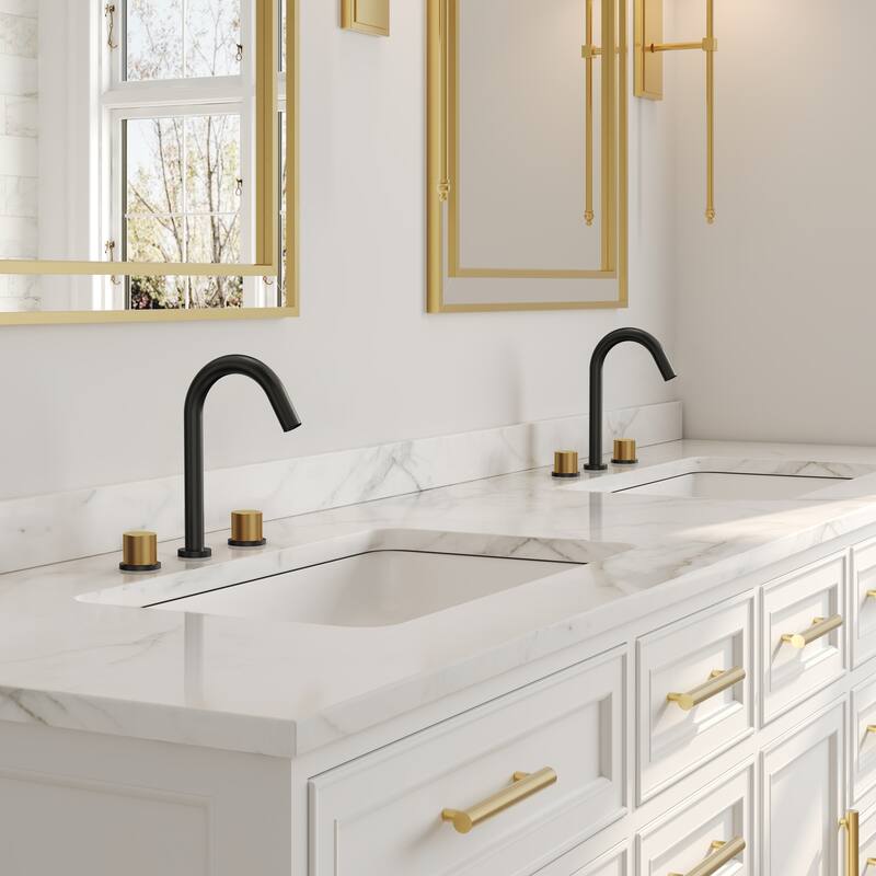 High-Arc Bathroom Sink Faucet for Vanity, 3-Hole 2-Handle Bathroom Faucet with Drain Assembly