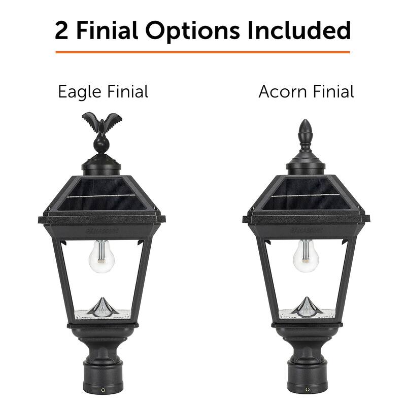 Gama Sonic Imperial Bulb Solar Warm White LED Post Light w/ 3" Fitter
