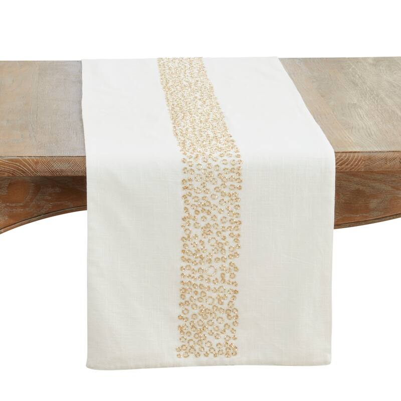 Beaded Band Table Runner - 16"x72" - White - 16"x72"