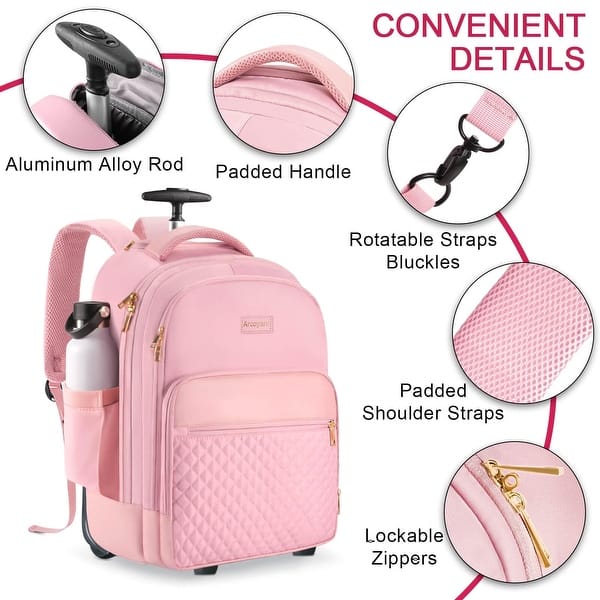 Rolling Backpack Carry On Luggage For Adults With Wheels, 40L Wheeled Backpack For Women, Travel Roller Bag, Black Gold - Bed Bath & Beyond - 42714440 Rolling Backpack Carry On Luggage For Adults With Wheels, 40L Wheeled Backpack For Women, Travel Roller Bag, Black Gold - Bed Bath & Beyond - 42714440