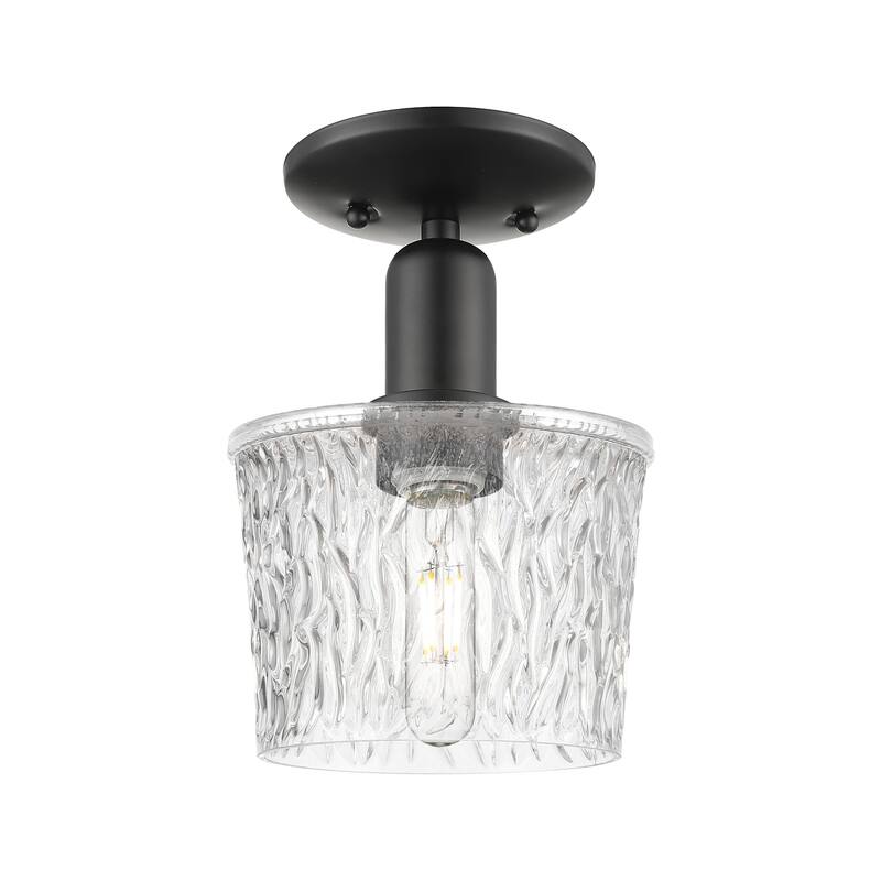 Innovations Lighting 716-1C-10-7 Niagara Semi-Flush Niagara 7" Wide - Matte Black / Clear