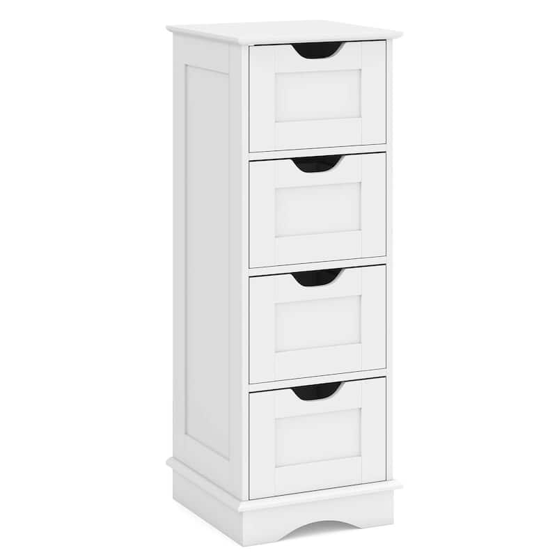 Costway Bathroom Storage Cabinet with 4 Drawers Cut-out Handles - See Details