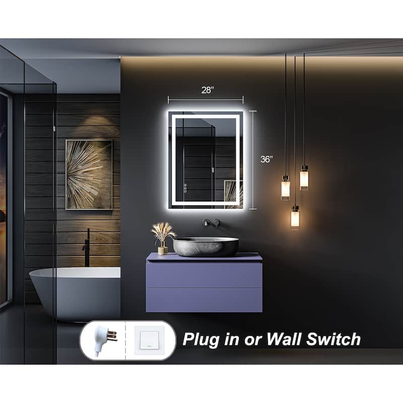 KIOTEE Super Bright Anti-fog LED Bathroom Mirror with Backlit and Front Lighting 3-Year Warranty