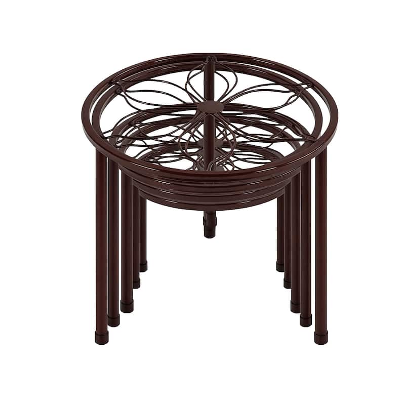 Javlergo 5-Piece Metal Plant Stand Set Multiple Sizes Black Heavy Duty Flower Pot Holder Stands for Indoor Outdoor Use