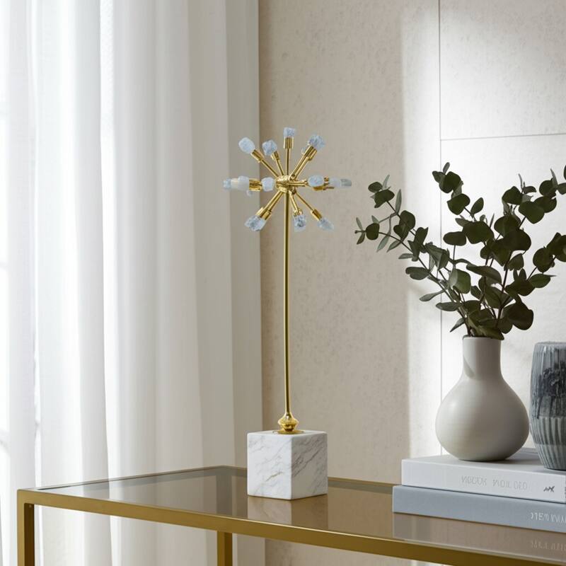 Abstract Metal and Stone Starburst Decorative Object Sculptural Design