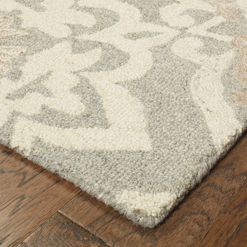 Style Haven Celena Floral Lattice Handcrafted Undyed Wool Area Rug