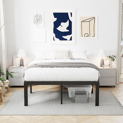 18 Inch Heavy Duty Bed Frame, No Box Spring Needed, Noise Free