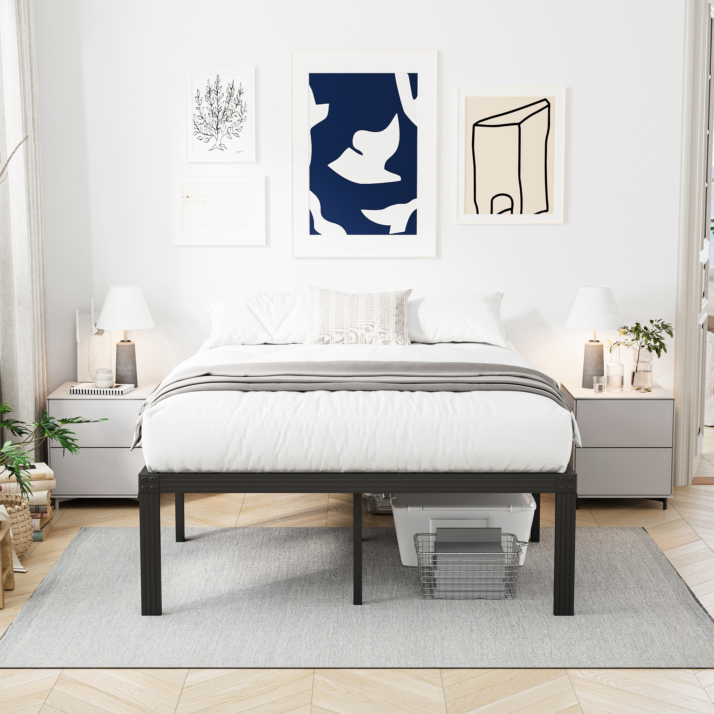 18 Inch Heavy Duty Bed Frame, No Box Spring Needed, Noise Free