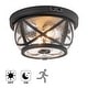 preview thumbnail 1 of 6, C Cattleya 2-Light Matte Black Motion Sensing Outdoor Flush Mount Light With Clear Seeded Galss Matte Black