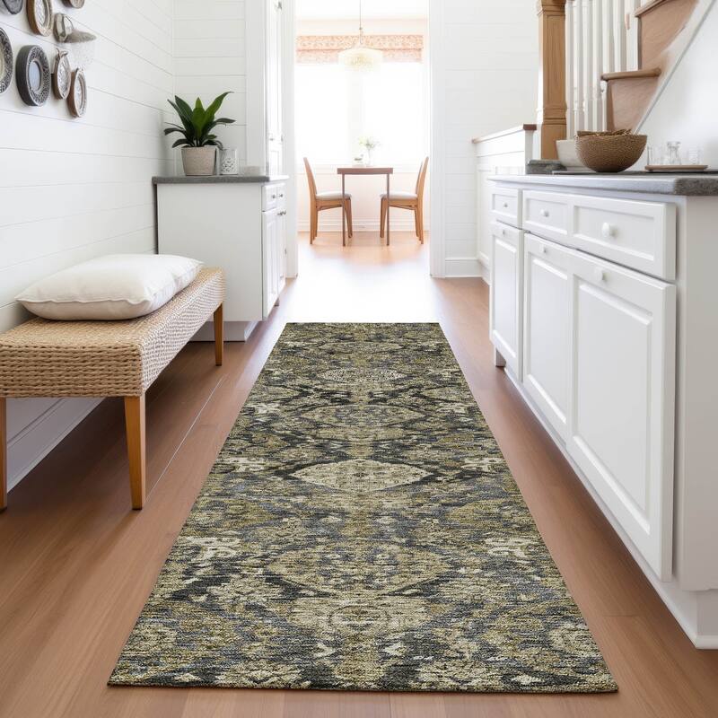 Premium Washable Super Soft Vintage Farmhouse Mayfield Rug - Charcoal - 2'3" x 7'6"