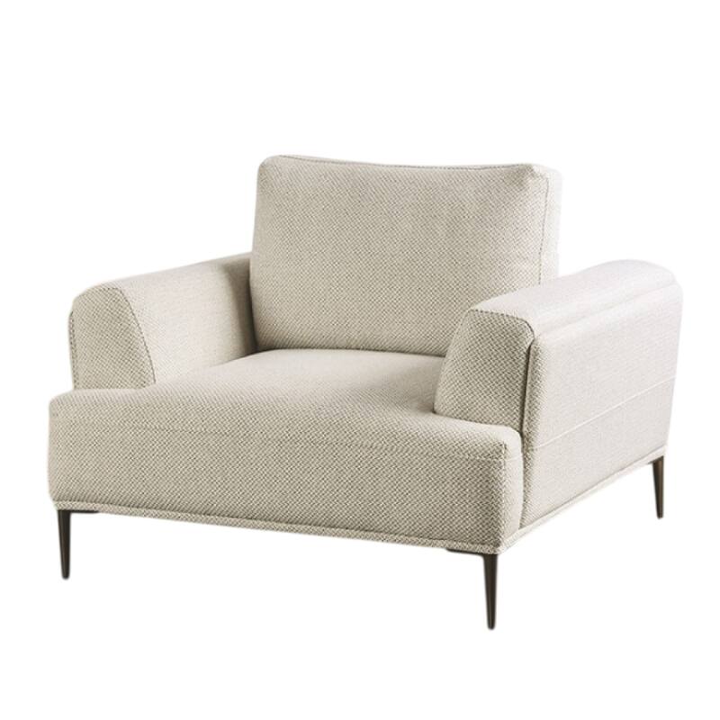 Batty Accent Chair, Beige Chenille, Attached Pillow Adjustable Back
