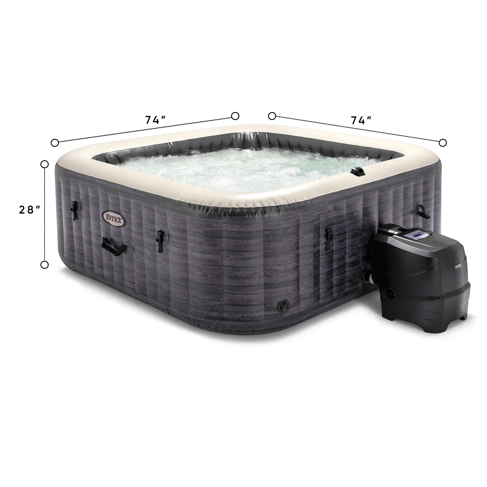 Intex PureSpa Plus Inflatable Square Hot Tub Spa with Maintenance
