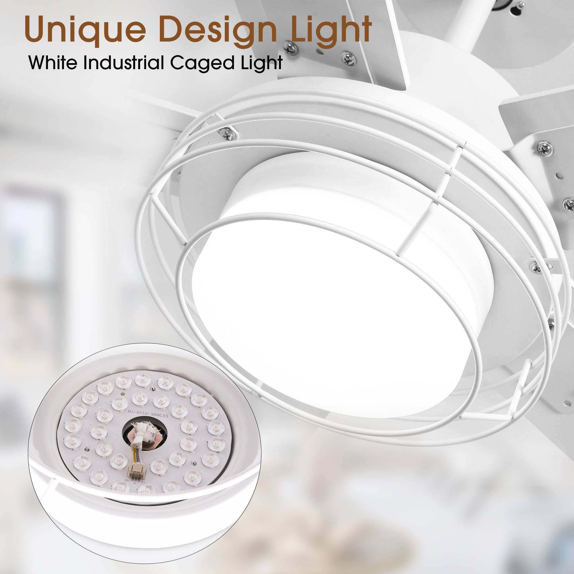 52 in. Matte White Integrated LED Dimmable Ceiling Fan with Light and Remote - 52" D x 52" W x 15.2" H